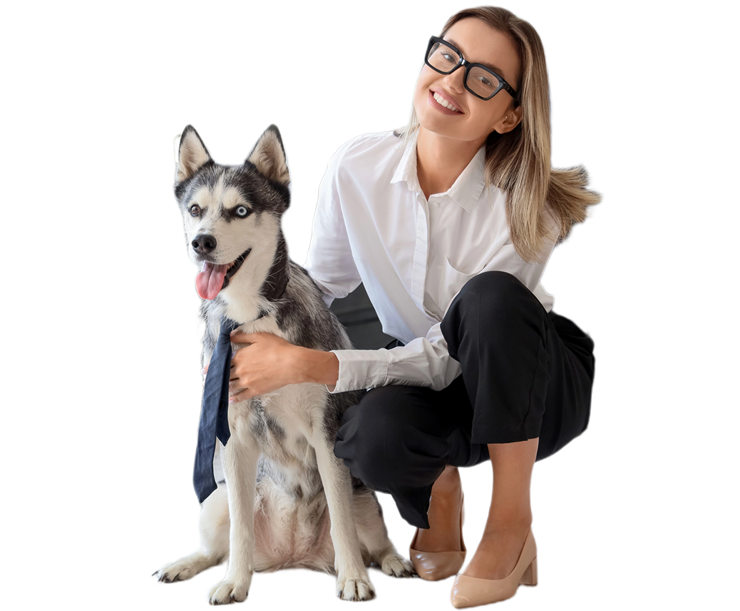 Employee with dog
